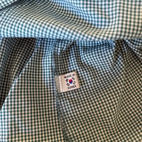 Green Checkered Blouse with Red Trim - Picture 5 of 6